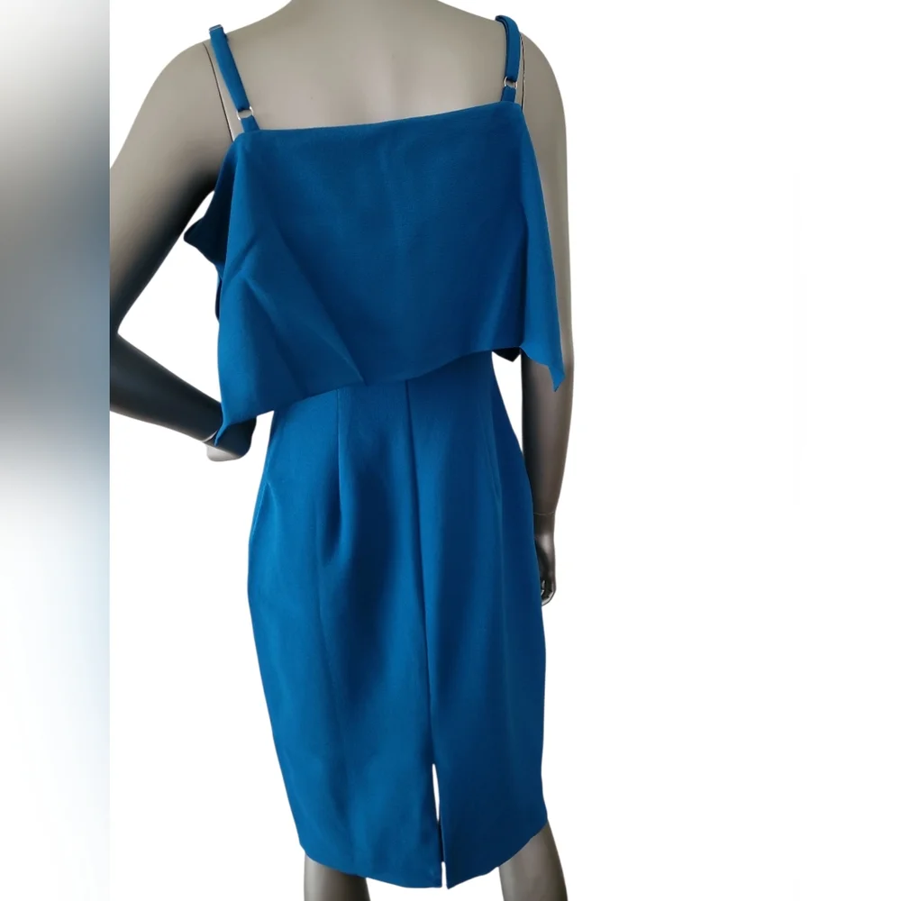 Nicole Miller New York Cold Shoulder Teal Dress - Picture 3 of 9